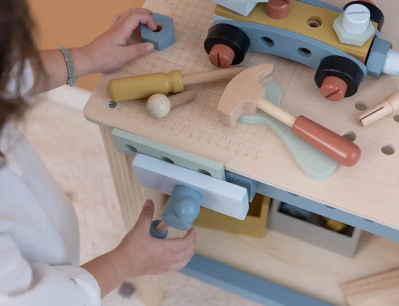 Wooden Workbench, Drill and Toolbelt DIY Tool Bundle