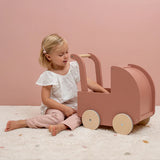 Wooden Doll Stroller Pram with Blanket and Cushion