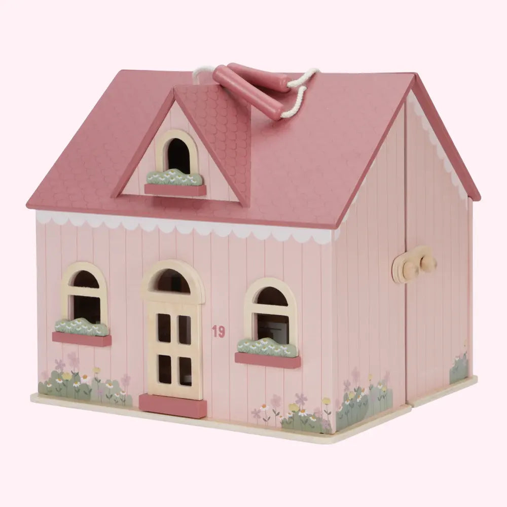 Wooden Portable Dolls House with Furniture