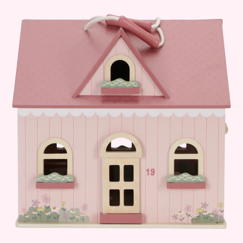 Wooden Portable Dolls House with Furniture