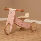 Wooden Balancing Tricycle - Pink Flowers