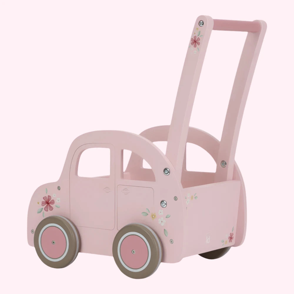 Wooden Baby Walker Car Pink