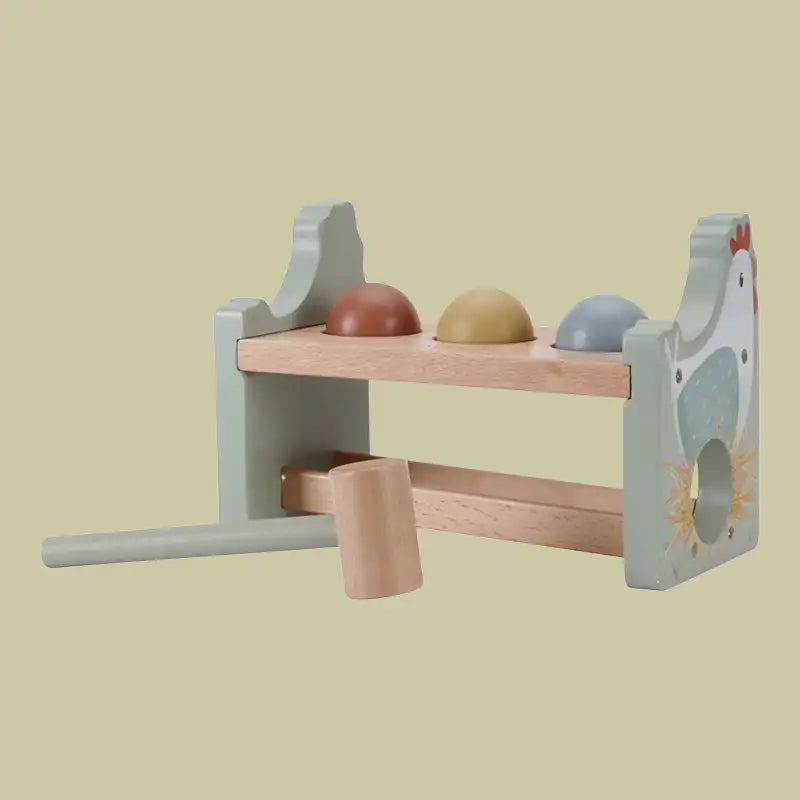 Wooden Hammer Pounding Bench with Rolling Balls Little Farm