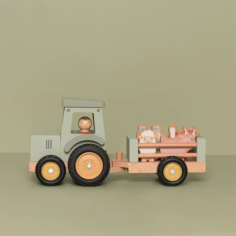 Wooden Toy Tractor With Trailer Little Farm Toy