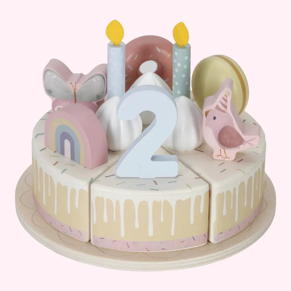 Wooden Birthday Cake Play Food Pink