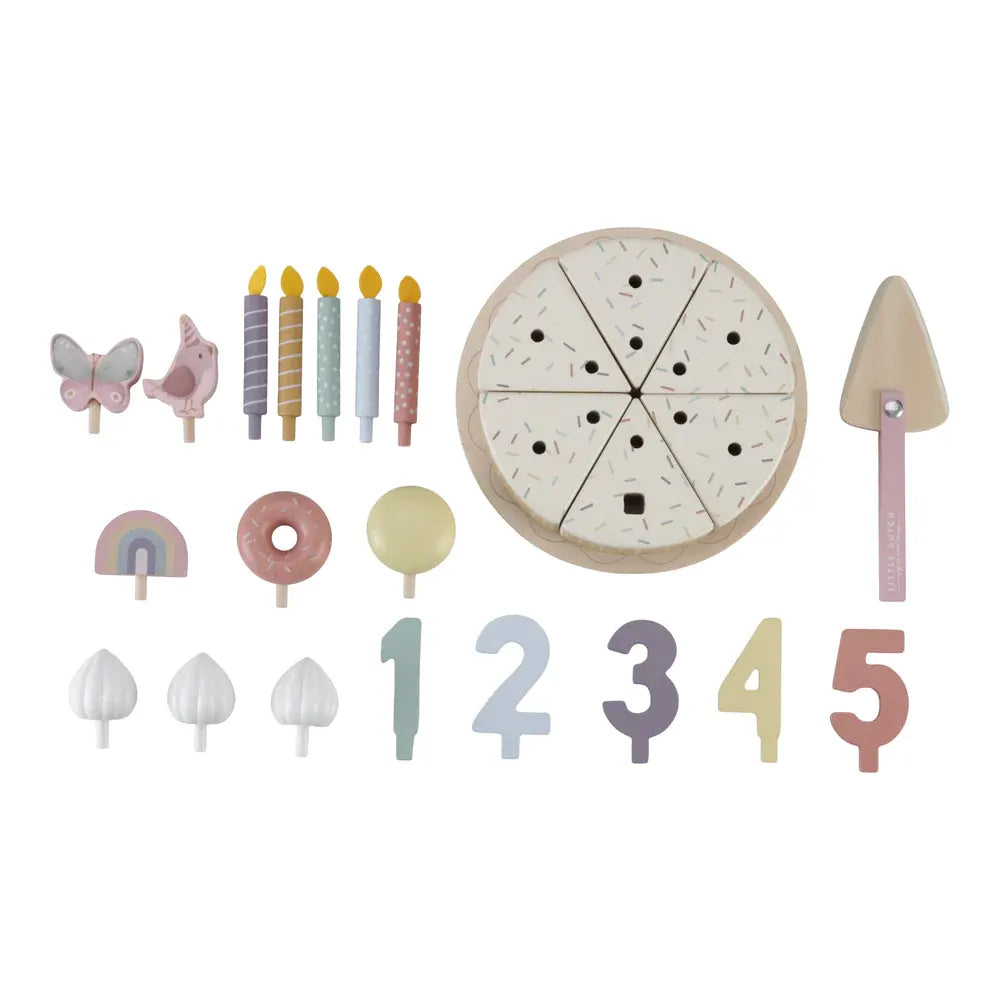 Wooden Birthday Cake Play Food Pink