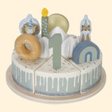 Wooden Birthday Cake Play Food Blue