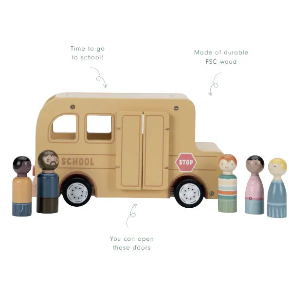 School bus with 5 Peg Doll figurines