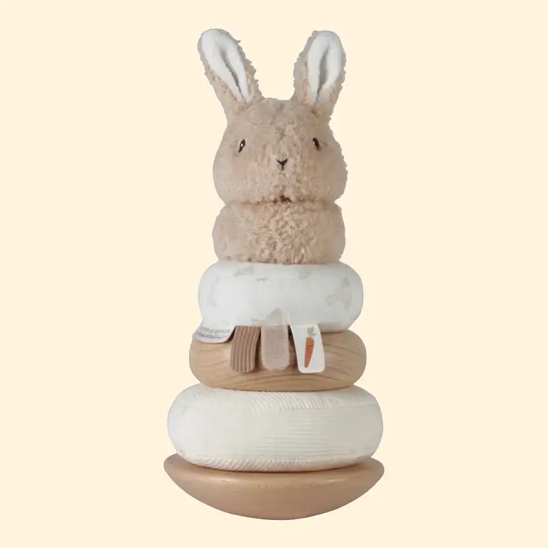 Wooden Rocking Ring Stacking Toy - Baby Bunny