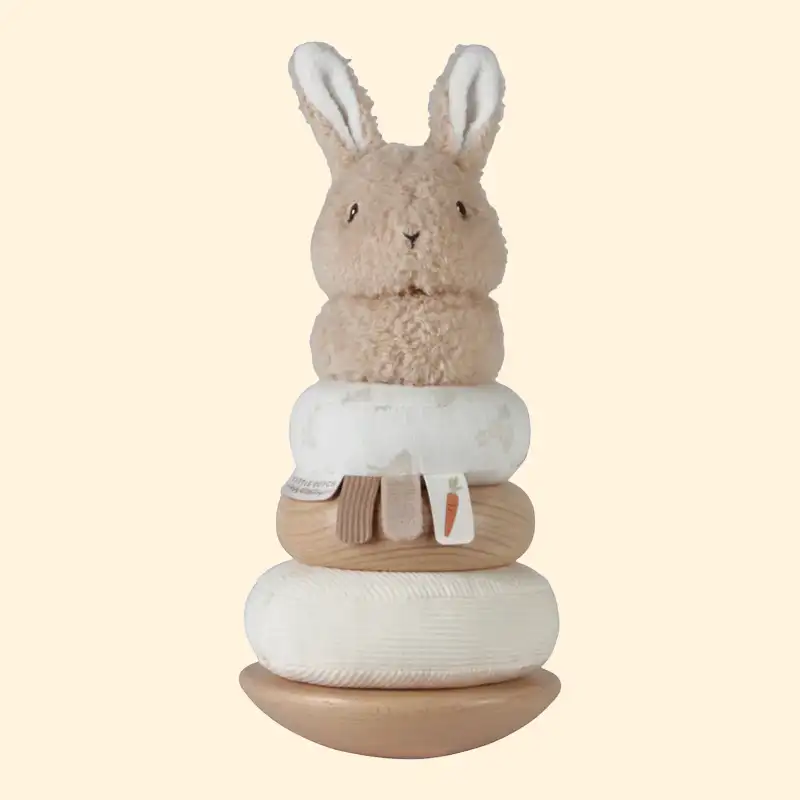 Stackable Rabbit Toy Little Dutch Wooden Rocking Ring Stacking Toy - Baby Bunny – Zidar Kid