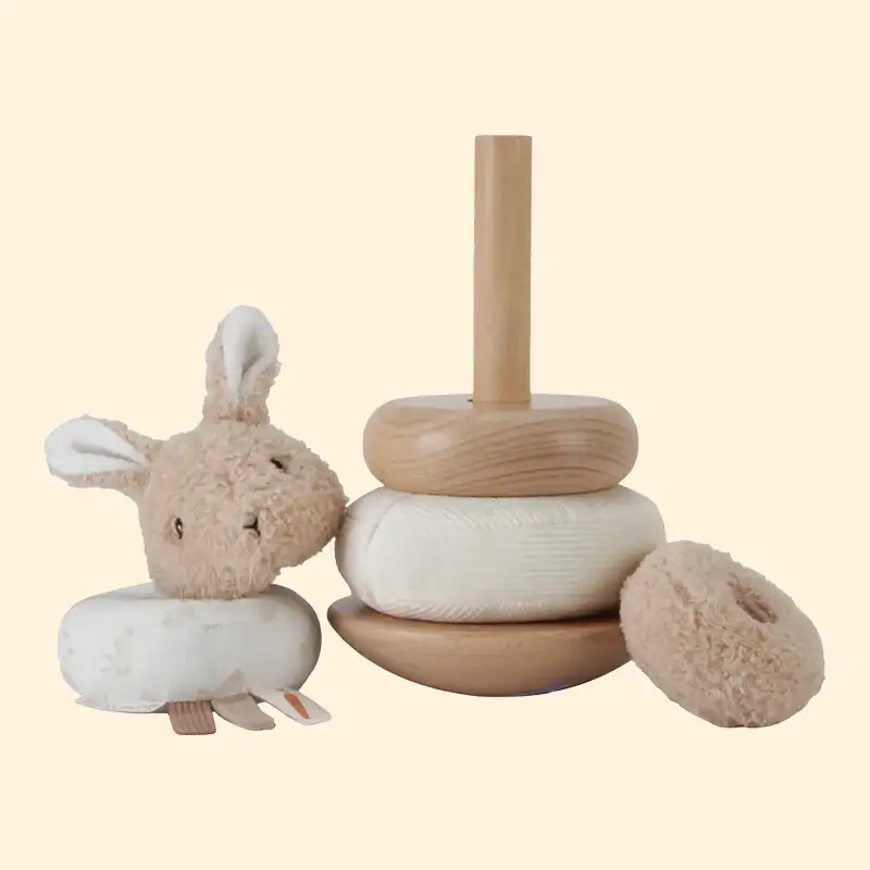 Wooden Rocking Ring Stacking Toy - Baby Bunny