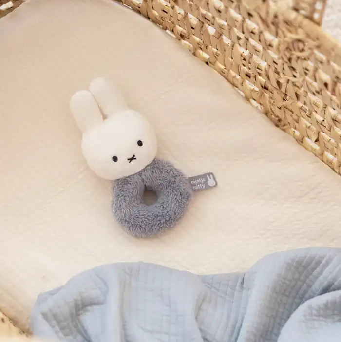 Soft & Sensory Miffy Bunny Baby Ring Rattle - Blue