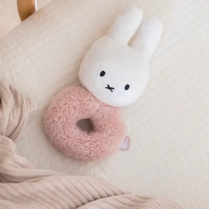 Soft & Sensory Miffy Bunny Baby Ring Rattle - Pink