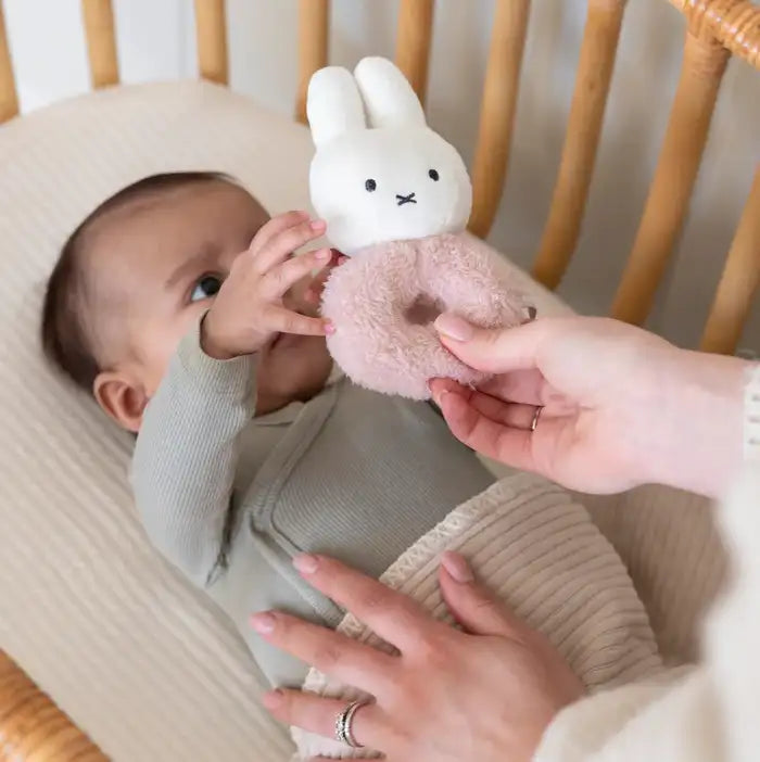 Soft & Sensory Miffy Bunny Baby Ring Rattle - Pink