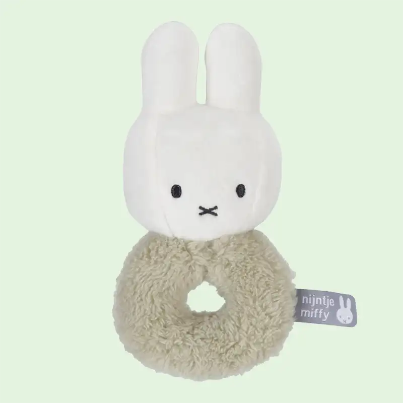 Soft & Sensory Miffy Bunny Baby Ring Rattle - Green