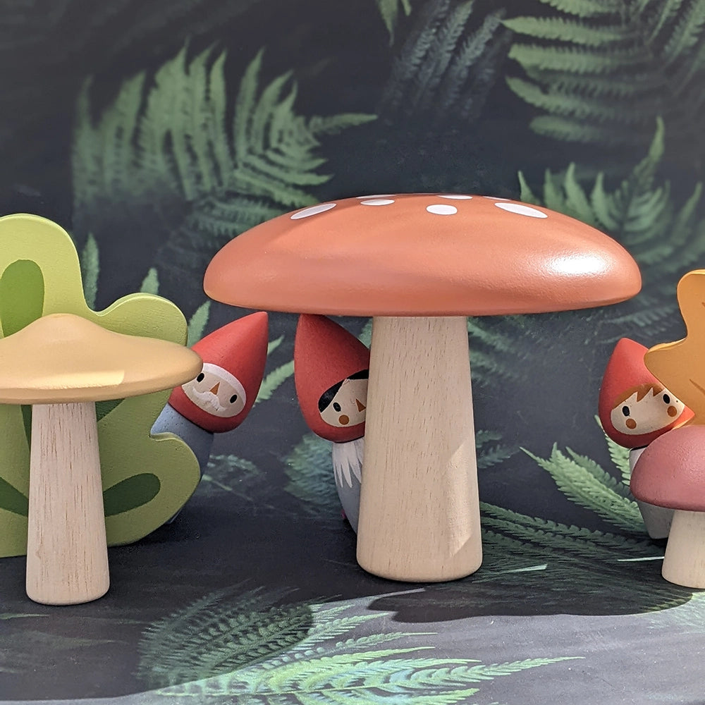 Merrywood Woodland Gnome Family with Mushrooms