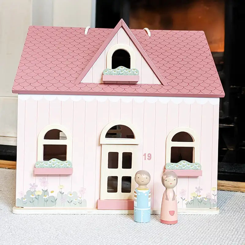 Wooden Portable Dolls House with Furniture