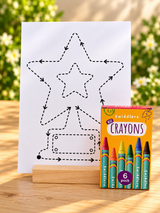 Trophy colouring card with a stand and crayons