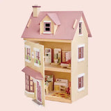 Foxtail Villa Pink Wooden Dolls House With Furniture