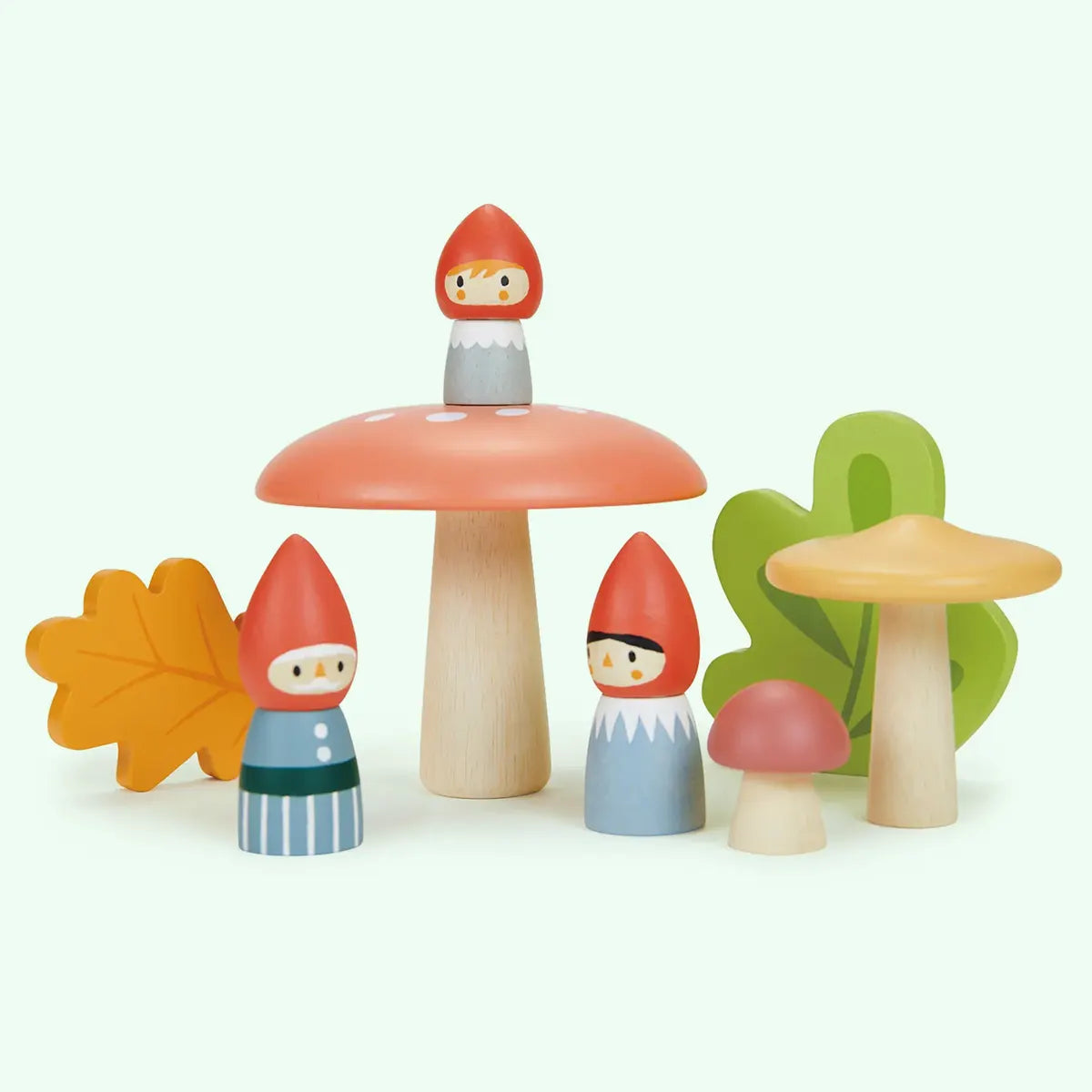 Merrywood Woodland Gnome Family with Mushrooms
