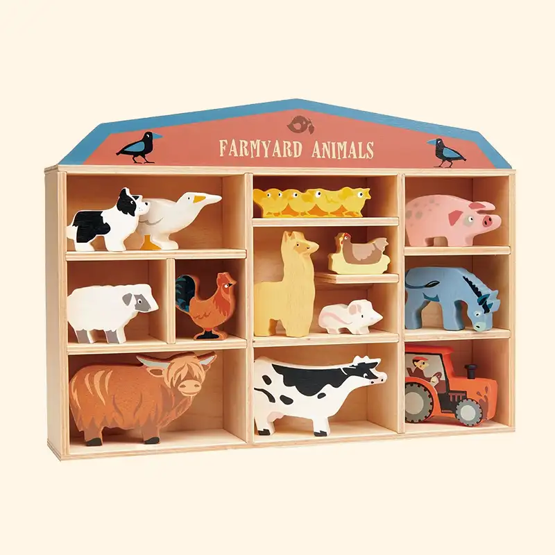 Wooden Farmyard Animals Shelf