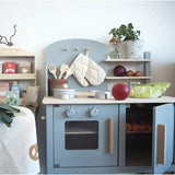 Wooden Pretend Home Kitchen with Pot & Pan - Gray