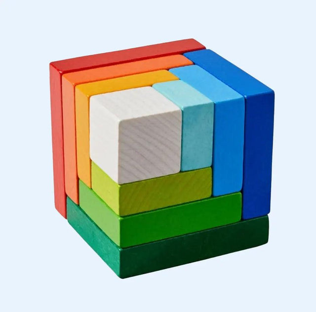 3D Wooden Cube Puzzle Rainbow Game - Zidar Kid