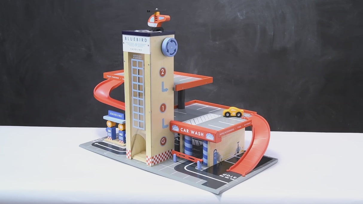 Wooden Blue Bird Service Station Garage