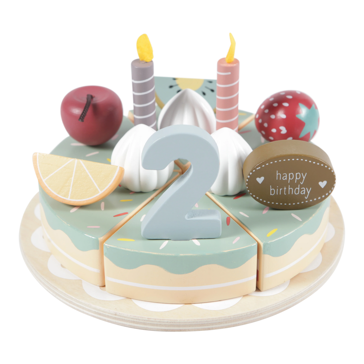 Wooden Birthday Cake Play Food 26 pcs