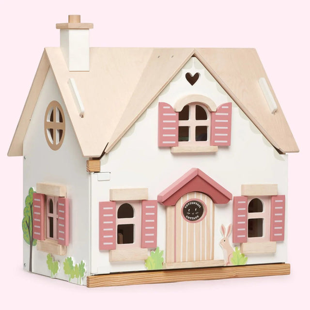 Cottontail Cottage Wooden Dollhouse With Furniture - Zidar Kid